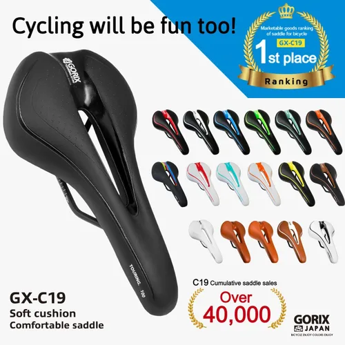 Vista 2 de Sillín GORIX para Bicicleta Cómodo con Cojín y Riel para Bicicleta de Montaña y Carretera para Hombres y Mujeres (GX-C19)