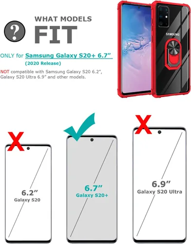 Vista 7 de Great ATRULY - Carcasa con función atril para Samsung Galaxy S20 Plus de 6.7 pulgadas, protección contra caídas Galaxy S20 + funda transparente Negro