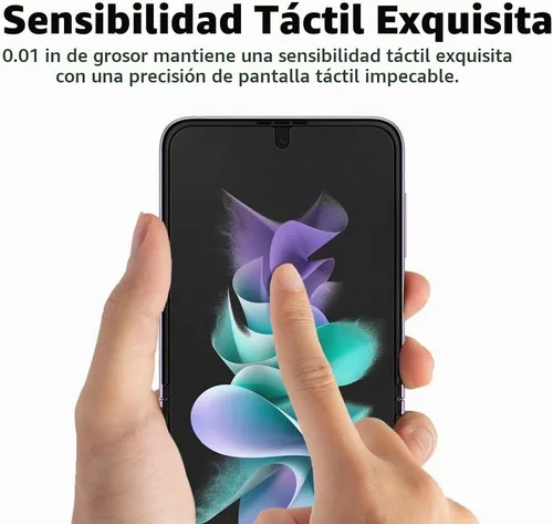 Vista 4 de Protector de pantalla mate para Samsung Galaxy Z Flip 4 5G, antihuellas, autocurable, paquete de 3 cubiertas completas en el interior + 3