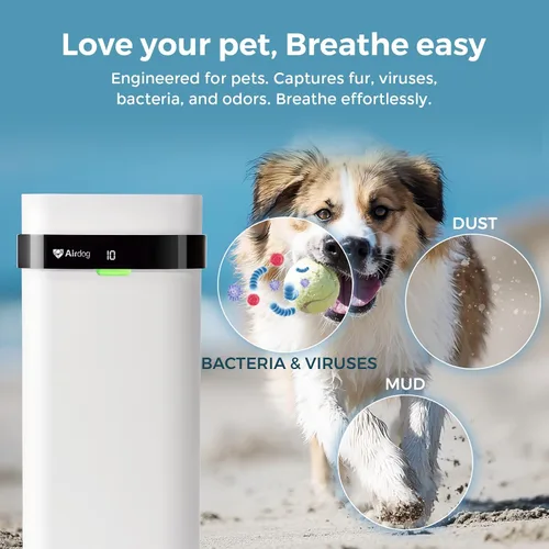 Vista 2 de Airdog X5 - Purificador de aire para mascotas para hogares de hasta 1614 pies cuadrados, tecnología TPA, potente filtración, filtro lavable