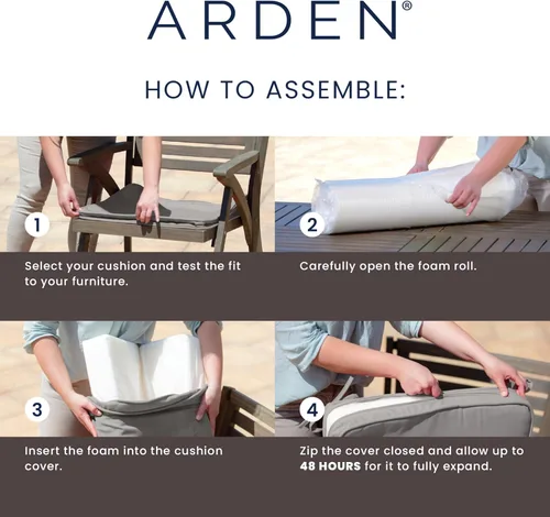 Vista 3 de Arden Foam - Cojín para silla de comedor al aire libre, 20 x 20 pulgadas, fabricado con espuma ProFoam, resistente a la lluvia, resistente a