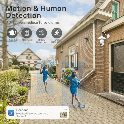 Vista 3 de Cámara de seguridad con bombilla de luz 2K 5G y 2.4G WiFi, cámaras de seguridad inalámbricas para exteriores e interiores, cámaras de bombilla