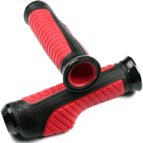 Vista 3 de Agarraderas de gel para manillar rojo con tapa negra compatible con Kawasaki Ninja ZX14 2008