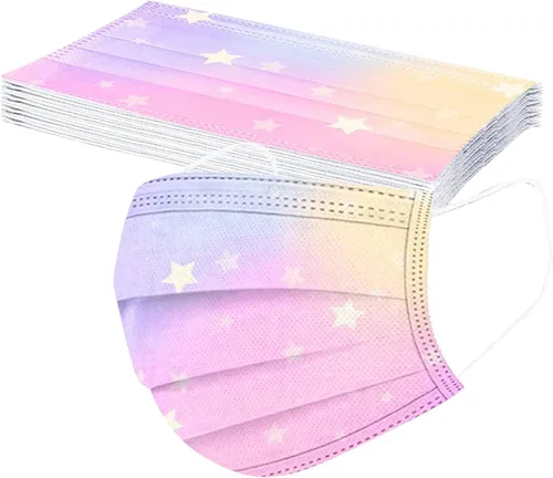 Vista 3 de Paquete de 50 Mascarillas Faciales Desechables para Niños Transpirables con Filtro de Polvo Cubrebocas con Banda Elástica para las Orejas para Niños