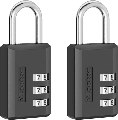 Vista 2 de Master Lock 647EC2 - Candado de combinación negra, cerradura de casillero de gimnasio para interiores con código personalizable de 3 dígitos