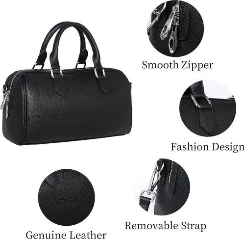 Vista 6 de HESHE Bolsos de cuero con asa superior para mujer, bolsos de cuero, bolso de mano, bolso de hombro, bolso cruzado de diseñador