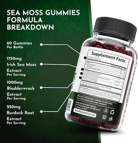 Vista 8 de Gomitas de musgo marino irlandés, 3000 mg, formuladas con musgo marino irlandés, vejiga y raíz de bardana, contienen vitaminas y minerales