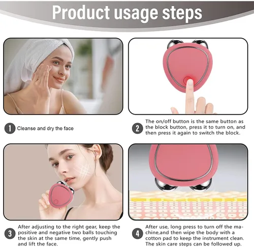 Vista 6 de Pauenz 2023 Dispositivo facial, levanta la cara y aprieta la piel, dispositivo de estiramiento de la piel para mujeres, rosa
