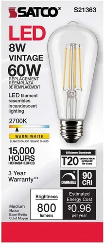 Vista 5 de Satco S21363 8ST19/CL/LED/927/E26-Paquete de 6