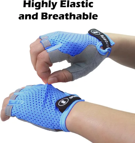 Vista 3 de Guantes de ciclismo para niños, sin dedos, transpirables, antideslizantes, para jóvenes, niños y niñas, ciclismo, motocicleta, motocross, deportes
