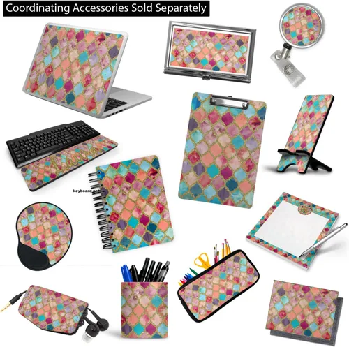 Vista 4 de Carpeta personalizada con 3 anillas de acuarela marroquí con purpurina - 2 pulgadas