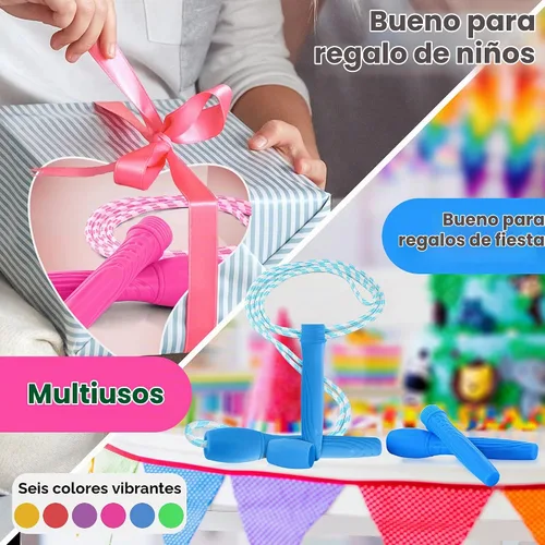 Vista 6 de Ram Pro - Cuerda de saltar multiusos con asas de plástico para cualquier nivel de habilidad, 12 unidades, 6 colores (2 de cada uno)