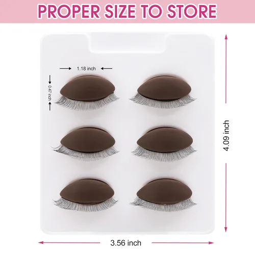 Vista 7 de 3 pares de párpados de práctica de pestañas de 2 capas para cabeza de maniquí, goma de silicona, párpados de extensión de pestañas realistas Oscuro