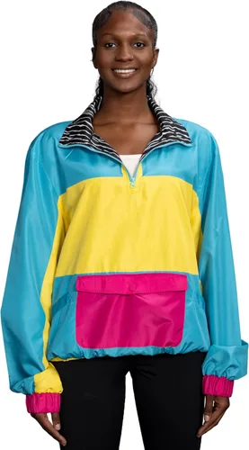 Vista 6 de Chaqueta cortavientos retro ligera con diseños coloridos de los años 80 y 90