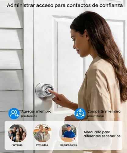 Vista 7 de KLLOQUE Smart Door Lock,Smart Keypad Door Knob with Lock,Bright Silver