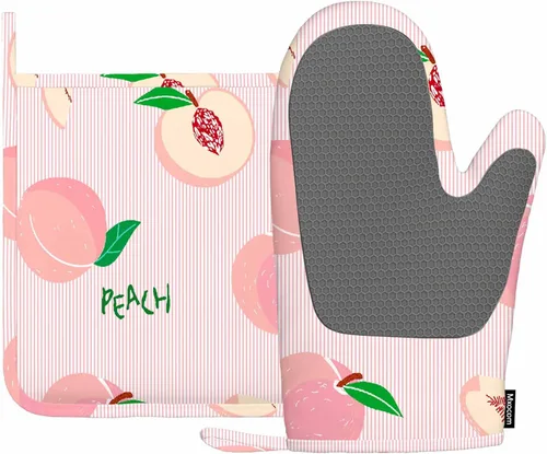 Vista 15 de Mxocom Juego de manoplas de horno y soportes para ollas de plátano con rodajas, de silicona, resistentes al calor, para horno de cocina, soporte