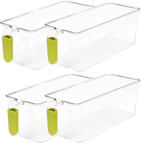 Vista 5 de SERENITA Contenedores transparentes de almacenamiento de alimentos con asa, contenedores organizadores de refrigerador, juegos de recipientes