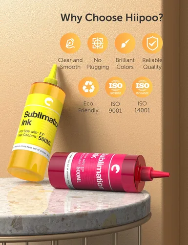 Vista 3 de Hiipoo Las botellas rellenas de tinta de sublimación de 67.6 fl oz funcionan con impresoras de inyección de tinta WF7710, ET2760, ET2720, ET2803