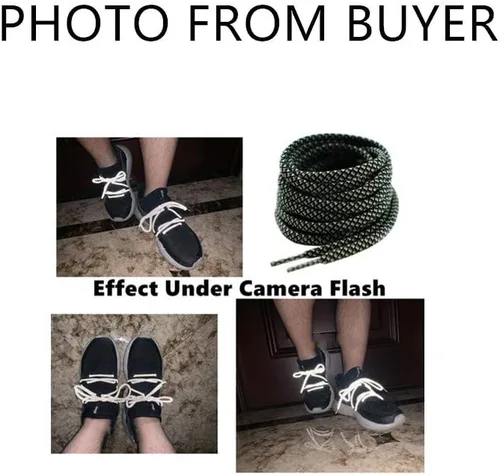Vista 3 de Cordones reflectantes para zapatos redondos, 2 pares, 532 pulgadas de grosor, seguros para correr
