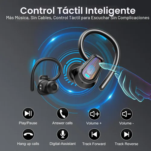 Vista 7 de Auriculares inalámbricos, Bluetooth 5.4 deportivos, auriculares con micrófono ENC con cancelación de ruido, auriculares estéreo de graves profundos