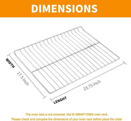 Vista 2 de WB48T10095 Reemplazo de rejilla para horno GE Hotpoint 23.75" x 17.5" Piezas para estufa de horno GE Profile Spectra XL44 Rejilla de horno de gas