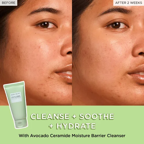 Vista 4 de Glow Recipe Limpiador facial con barrera de humedad y ceramida de aguacate, limpiador facial hidratante para piel seca, removedor de maquillaje