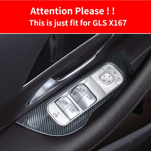 Vista 3 de Cubierta de panel de interruptor de elevación de ventana de fibra de carbono de acero inoxidable para Mercedes Benz GLE350 W167 450 400d 350e 53 amg
