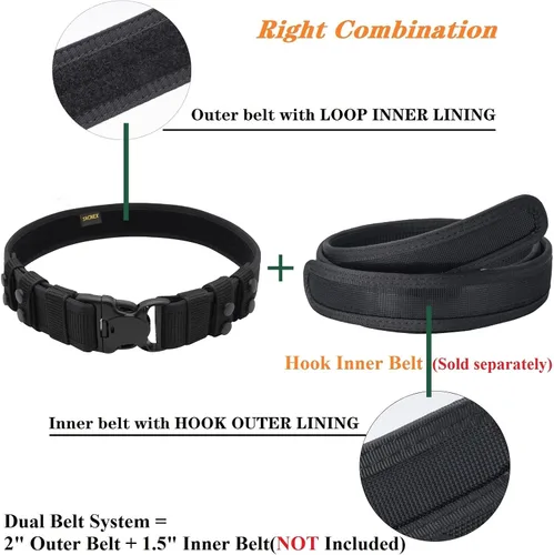 Vista 7 de TACNEX Cinturón de servicio con 4 portaobjetos de 2" Cinturón de utilidad rígido de nylon para policía, aplicación de la ley, seguridad, trabajo