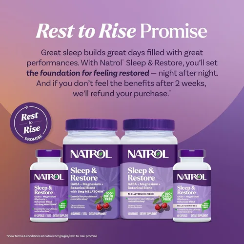 Vista 9 de Natrol Cápsulas Sleep & Restore con glicinato de magnesio 100 mg, GABA, esencial para tu sueño reparador definitivo, sin melatonina, suministro