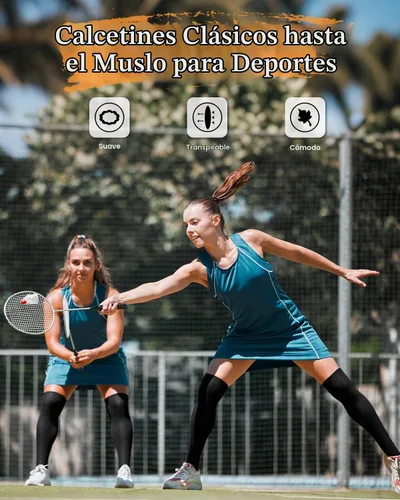Vista 5 de Century Star Calcetines altos hasta el muslo para mujer, calcetines largos por encima de la rodilla, para atleta, casual, a rayas, hasta la rodilla