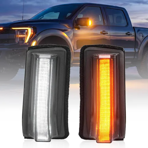 Vista 12 de Luz intermitente LED para espejo lateral compatible con Expedition Navigator 2003 2004 2005 2006, señales de giro secuenciales dinámicas ámbar, kit