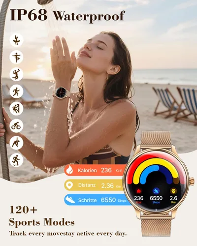 Vista 5 de WalkerFit Smartwatch for Women, 1.43” AMOLED Fitness Watch with Bluetooth Calling, Wireless Magnetic Charging, Female Health Tracker, 120+ Sports