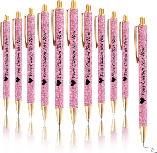 Vista 46 de Bolígrafos con purpurina personalizados con nombre, bolígrafos bonitos y bonitos personalizados, bolígrafos retráctiles de tinta negra, suministros