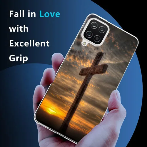 Vista 2 de Funda compatible con Samsung Galaxy A12, diseño retro de cruz cristiana, a prueba de golpes, funda de TPU suave para mujeres, niñas, niños y hombres