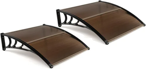 Vista 11 de Tangkula Paquete de 2 toldos de ventana de 30 x 39 pulgadas, toldo moderno de policarbonato para puerta superior con hoja hueca para protección