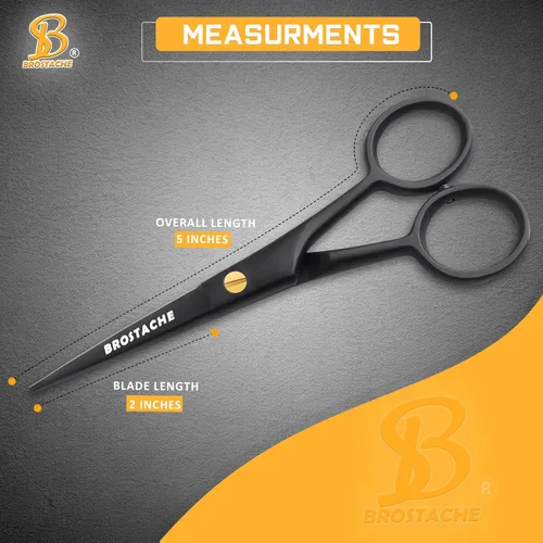 Vista 3 de Tijeras profesionales para barba y bigote de 5 pulgadas, tijeras de acero alemán para barba vienen con peine para bigote, peine para barba y bolsa
