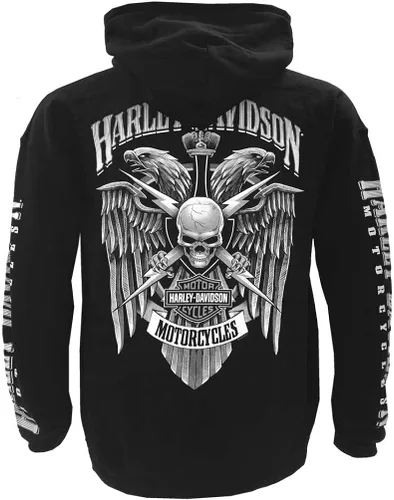 Vista 2 de Harley-Davidson Lightning Crest - Sudadera con capucha para hombre, color negro, Negro
