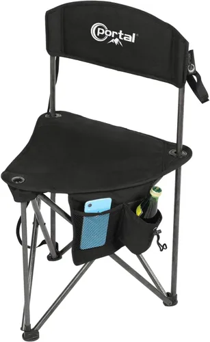 Vista 8 de PORTAL Taburete trípode plegable rápido extra grande con respaldo silla de camping de pesca con correa de transporte