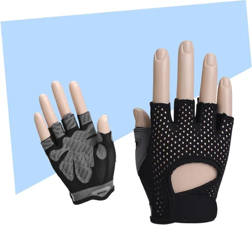 Vista 6 de Women Sports Half Finger Training Gloves with Anti-Slip Silicone Palm Breathable Sweat-Absorbing Fitness Gloves for Weightlifting and Dumbbell