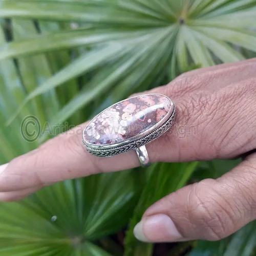 Vista 2 de Handmade Red Ocean Jasper Ring, 925 Silver Jewelry, Bohemian Statement Ring, Jasper Gemstone Ring, Healing Stone Ring, Unique Engagement Gift