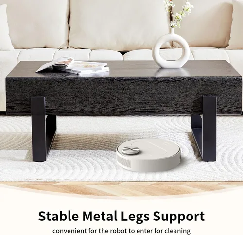 Vista 6 de LKTART Mesa de centro rectangular de 47 pulgadas para sala de estar, superficie con patrón de mármol, patas de metal estables para mesa de té