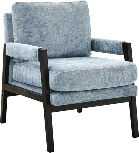 Vista 8 de Roundhill Furniture Kelly Mid-Century - Sillón tapizado de chenilla, color azul