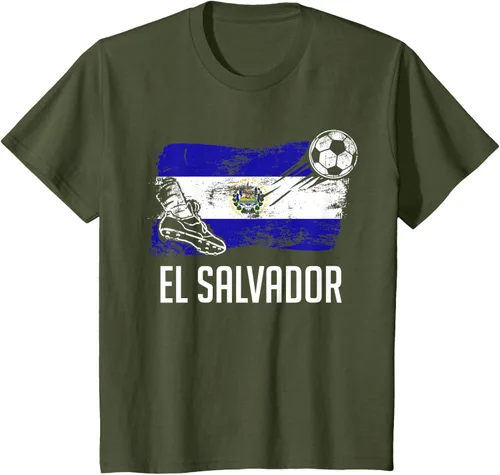 Vista 9 de Camiseta salvadoreña con bandera de fútbol salvadoreño