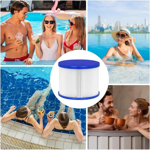 Vista 6 de Cartuchos de filtro para bañera de hidromasaje con cubiertas protectoras de malla – Compatible con RELXTIME, ALEKO, Wejoy, Aquaspa – Filtros