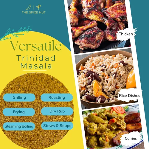 Vista 5 de Spice Hut - Trinidad Masala Orgánica, sin sal, mezcla de especias caribeñas para sabores auténticos/Condimento Trinidad y especias de curry - Masala