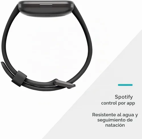 Vista 3 de Fitbit Versa 2 Smartwatch Carbon (negro) con bandas de bonificación (Oliva)