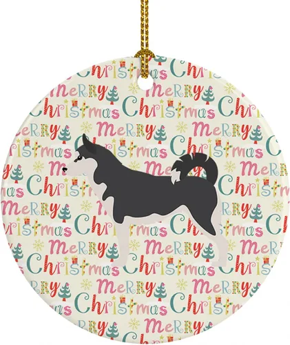 Vista 8 de Caroline's Treasures Affenpinscher - Adorno de cerámica con texto en inglés "Merry Christmas", multicolor para colgar en el árbol de Navidad