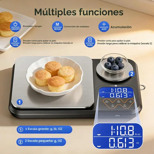 Vista 4 de Peso dual recargable de las básculas de la cocina de la comida