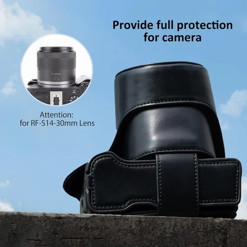 Vista 8 de MUZIRI KINOKOO Funda para cámara Canon EOS R50 V, cubierta protectora de cuero PU para cámara digital EOS R50 V/R50V con lente RF-S14-1.181 in