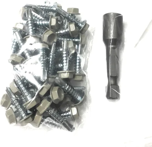 Vista 2 de (50PK con 1 broca) #8 X 5/8" Tornillo chapado en zinc autoperforante con cabeza pintada de arcilla